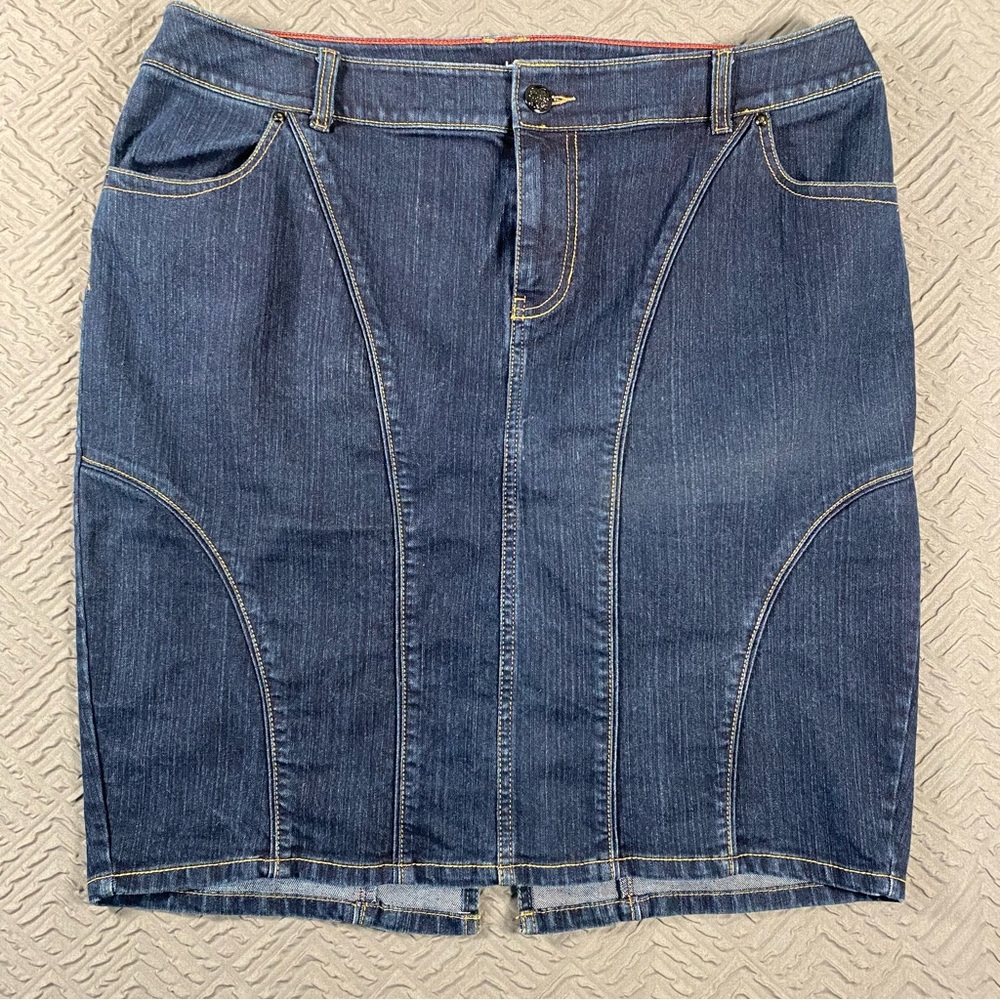 Lane Bryant Denim Jeans Skirt Plus Size 18 Dark Wash Great Condition